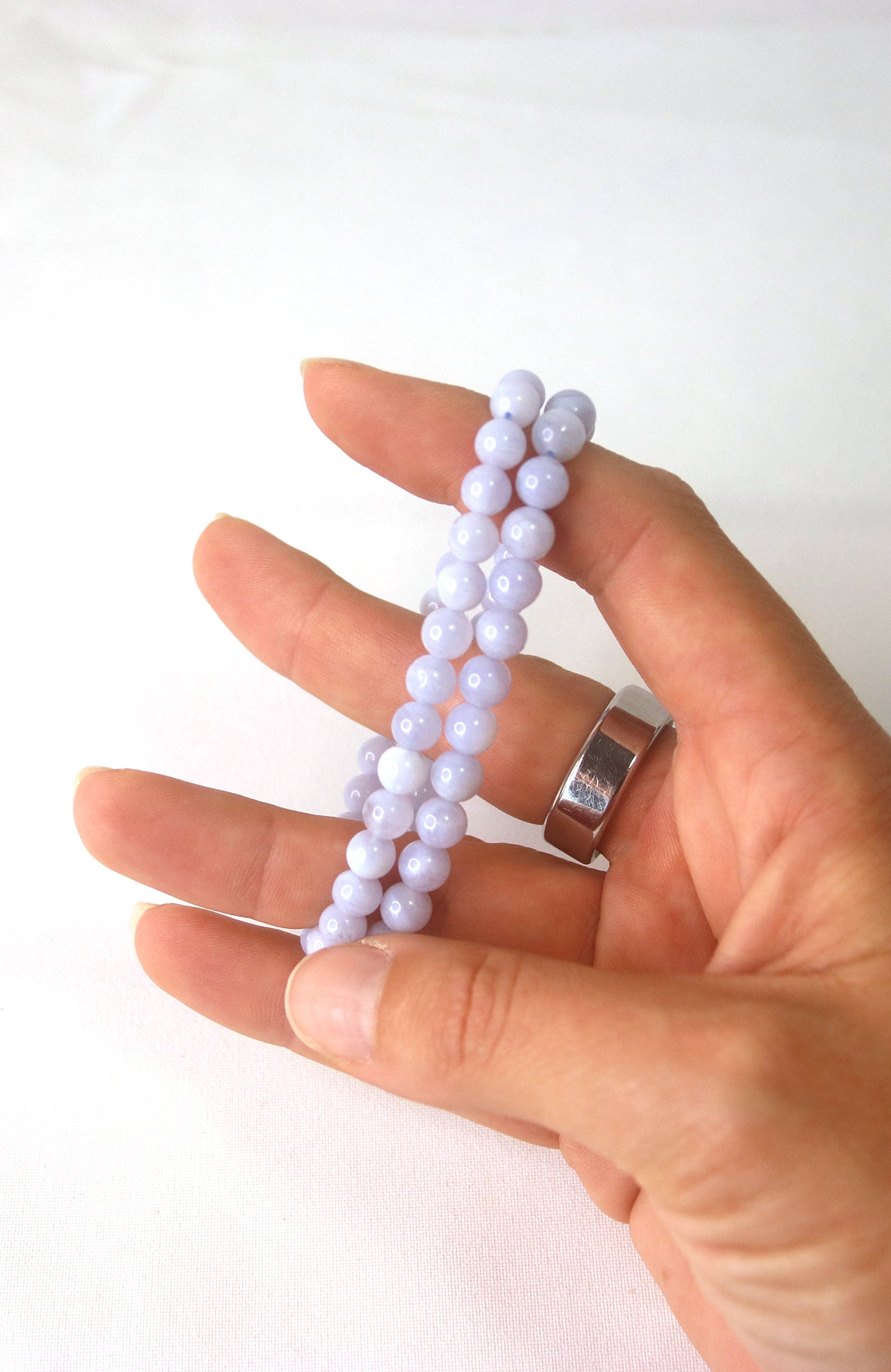 Blue Lace Agate Bead 6mm Bracelet 416